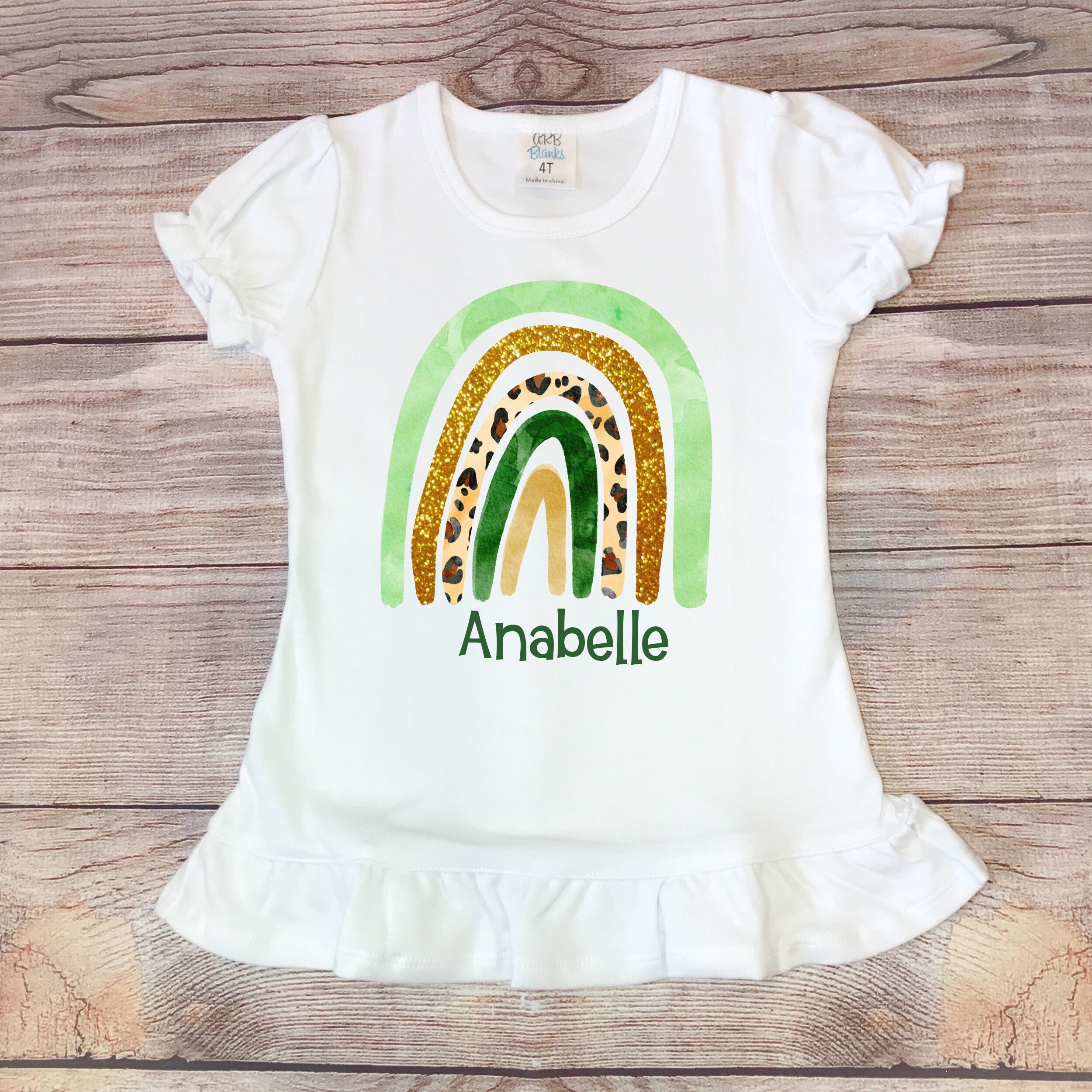 Personalized St. Patrick's Day Rainbow Girl's Shirt