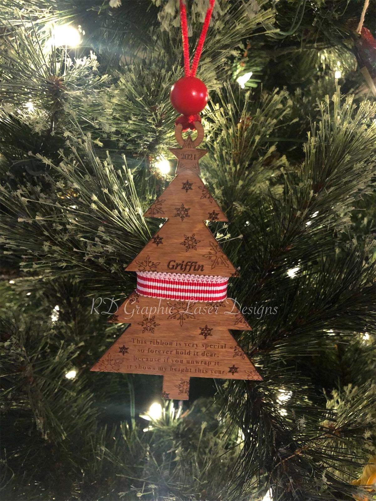 Kids Height Ornament - Christmas Tree - Wooden Hanging Christmas Tree Ornament -Personalized Kids Ornament - How Tall This Year - Memory