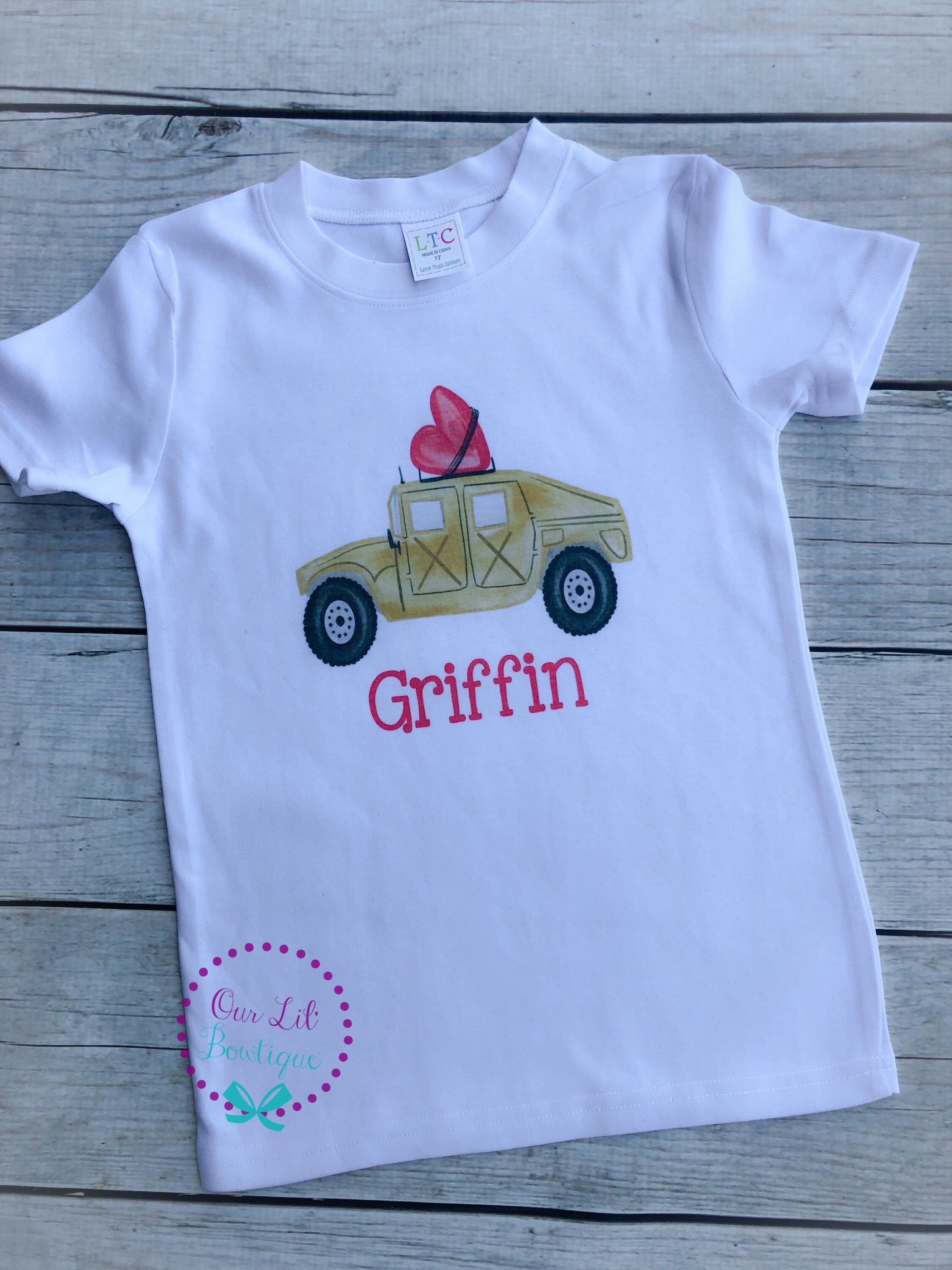 Personalized Valentine Hummer Shirt - Boy's Valentine Car