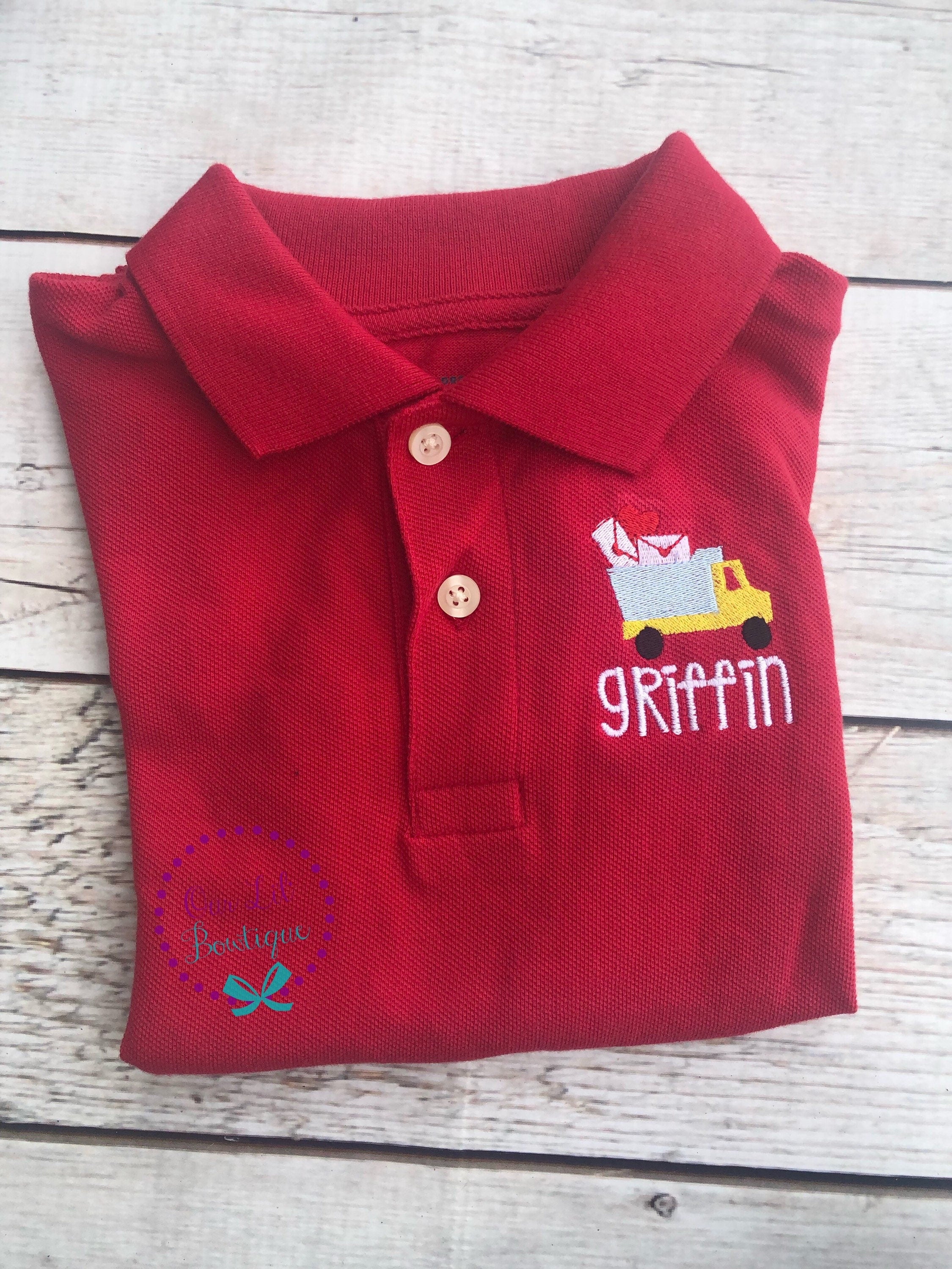 Valentine's Day Truck Embroidered Monogram Polo Shirt