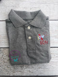 Valentine's Day Embroidered Polo: Heart Airplane, Personalized Monogram