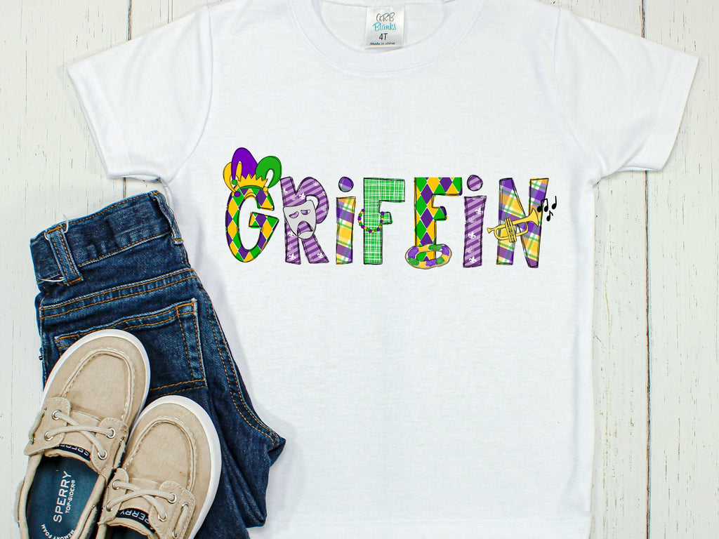 Personalized Mardi Gras Shirt: Custom Name Sublimation Outfit
