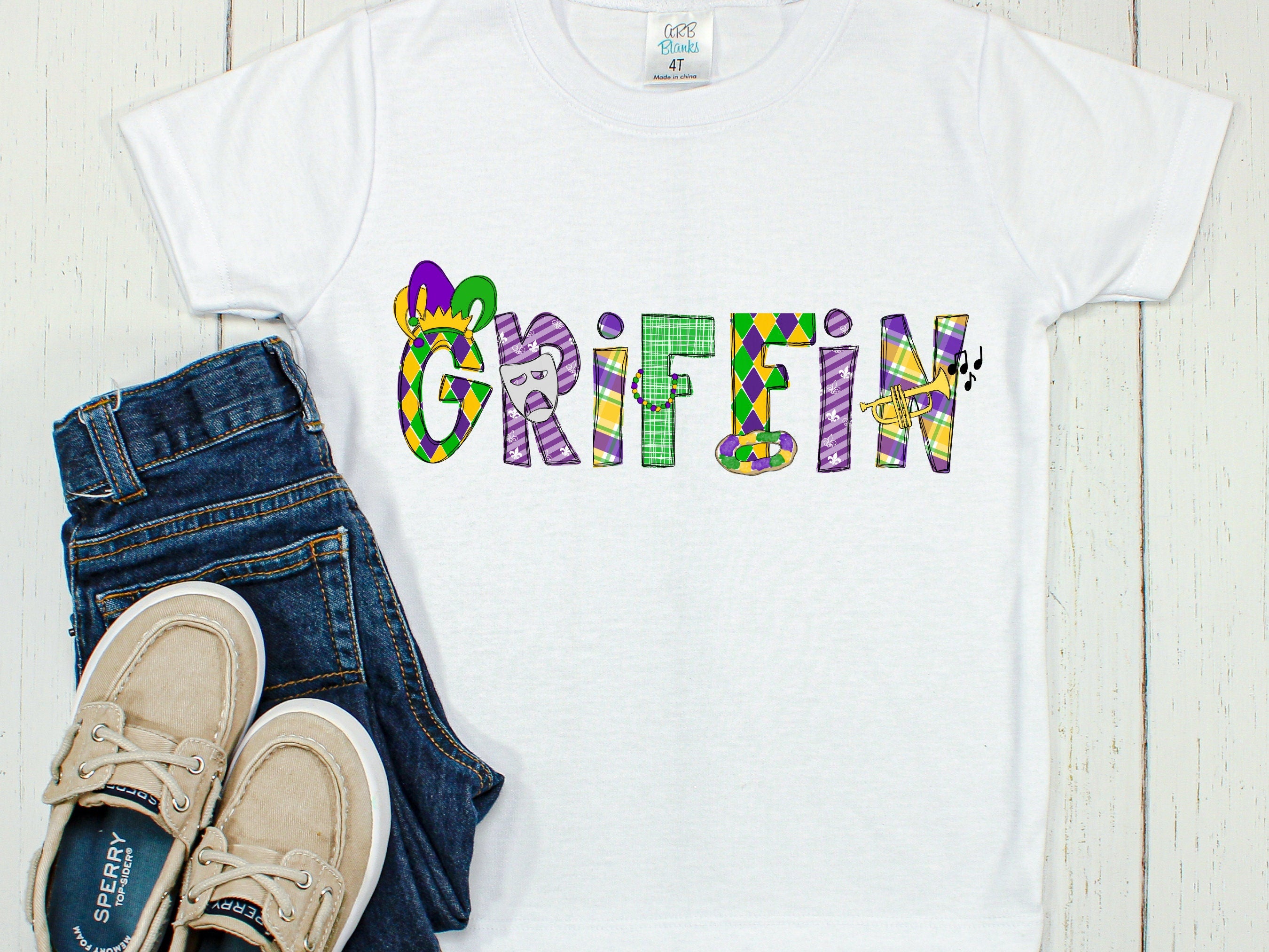 Personalized Mardi Gras Shirt: Custom Name Sublimation Outfit