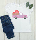 Girls Valentine Truck Shirt: Personalized Pink Heart Car