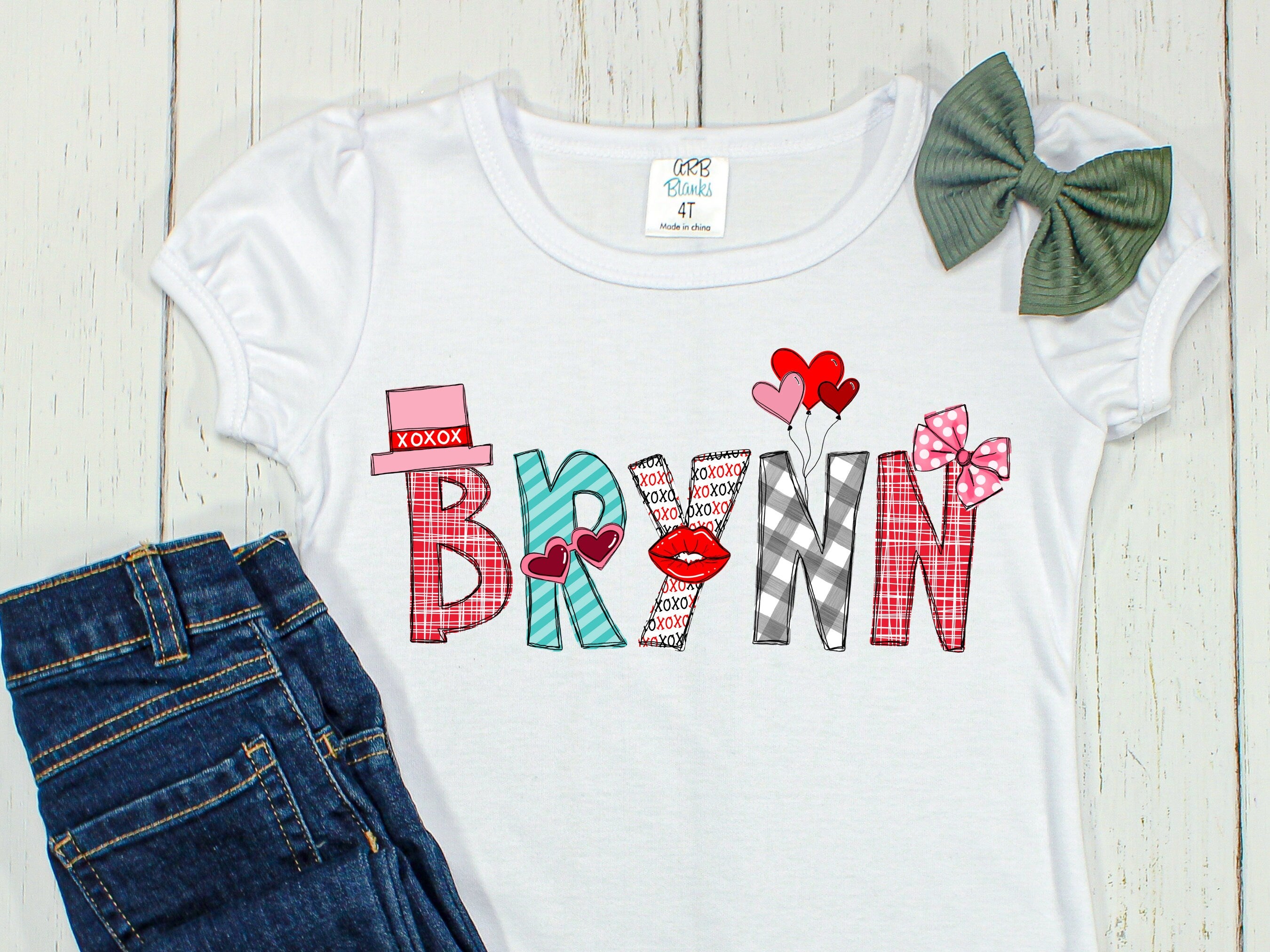 Personalized Valentine's Day Shirt: Girls Name Heart Tee