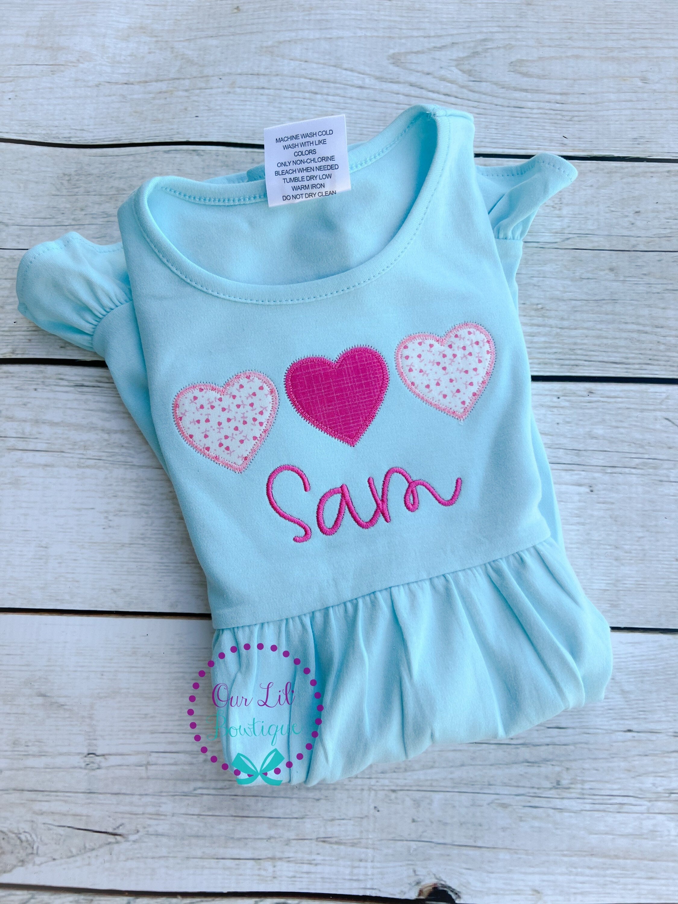 Valentine Heart Applique Dress or Shirt - Personalized Monogram