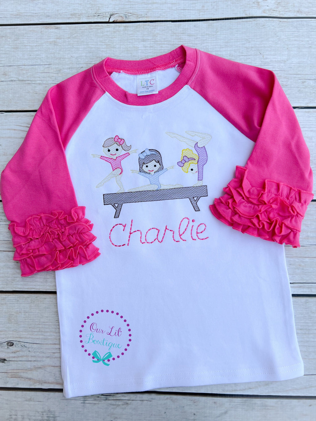 Personalized Gymnastics Shirt: Embroidered Gymnast Sketch Design