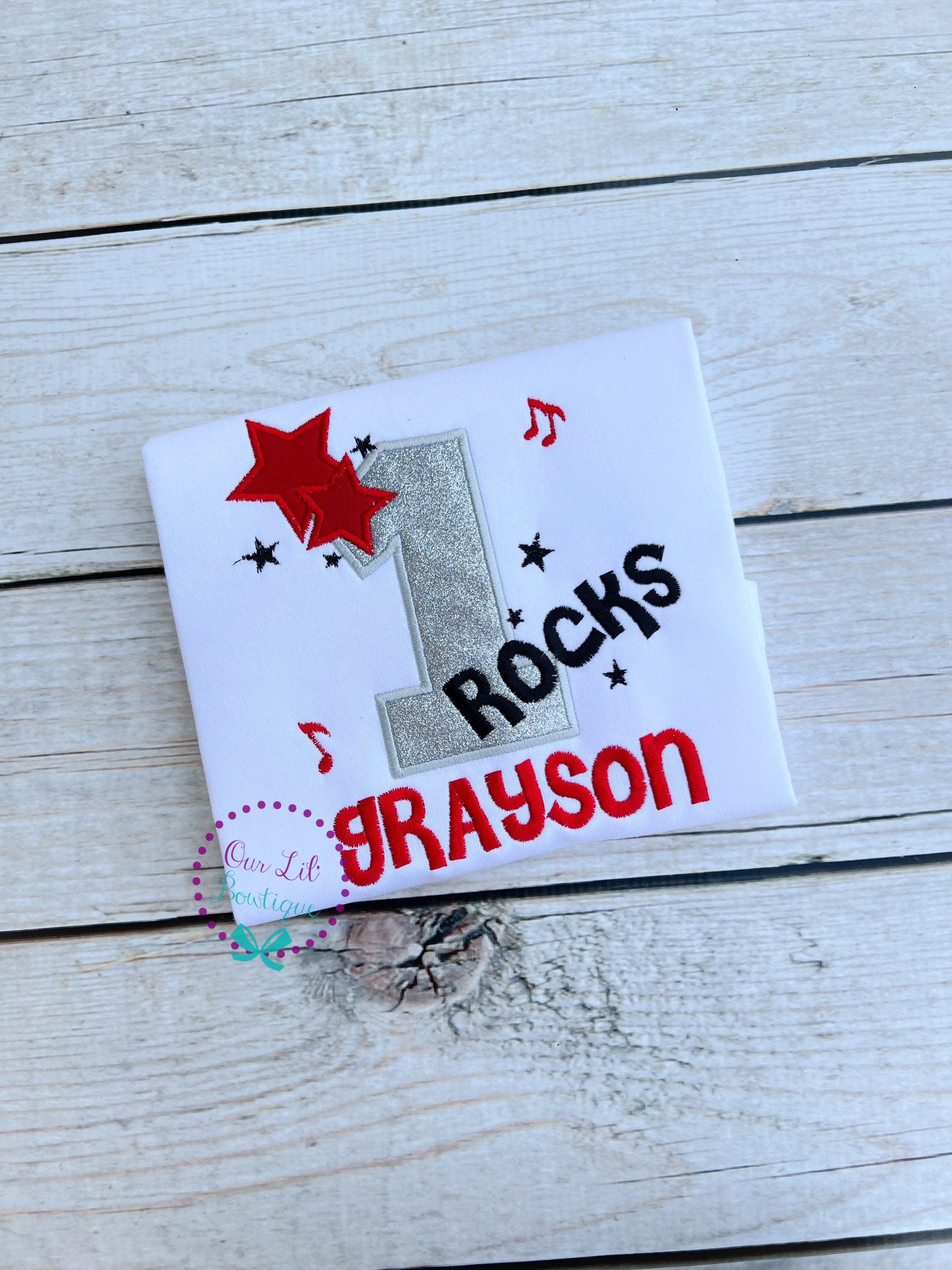 One Rocks Music Birthday Shirt - Personalized 1st Birthday
