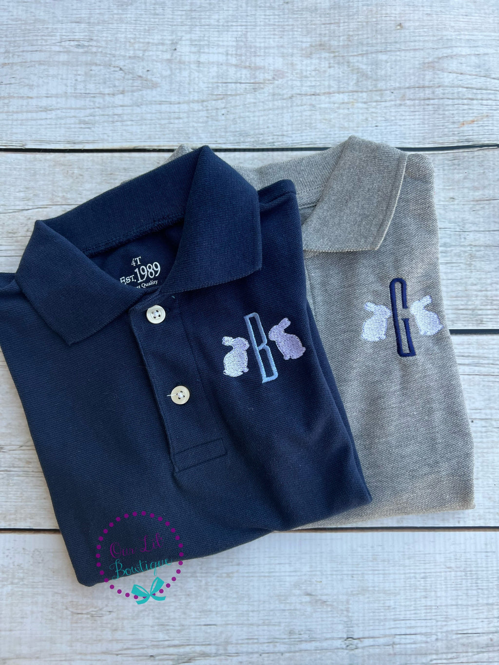 Bunny Ears Monogram: Boys Easter Polo Shirt