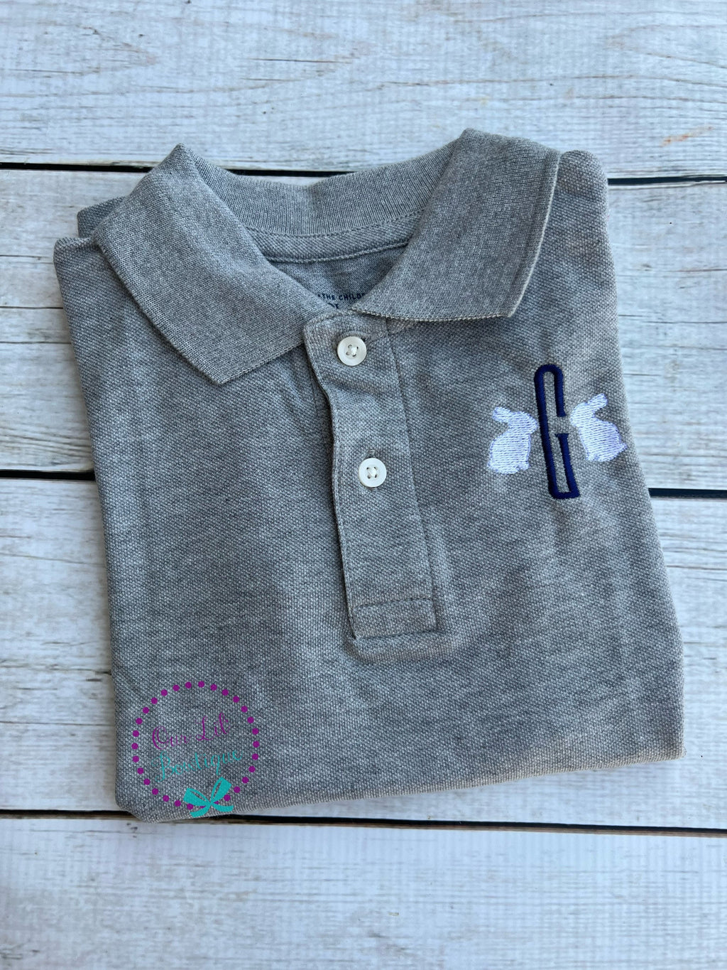 Bunny Ears Monogram: Boys Easter Polo Shirt