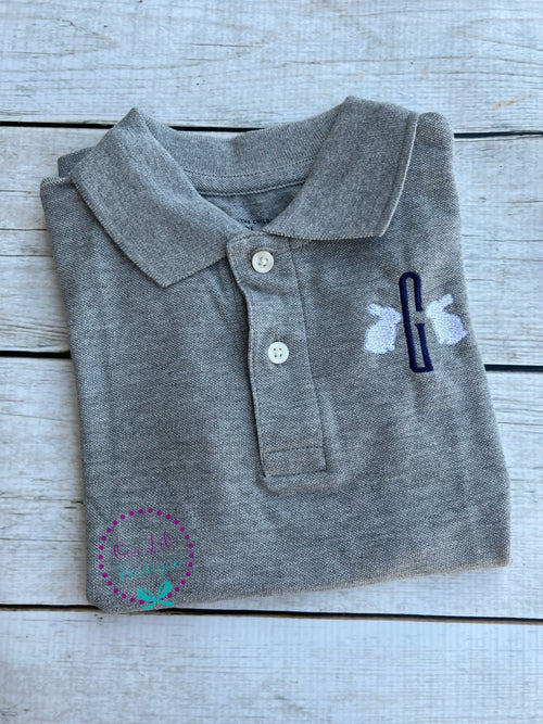 Bunny Ears Monogram: Boys Easter Polo Shirt