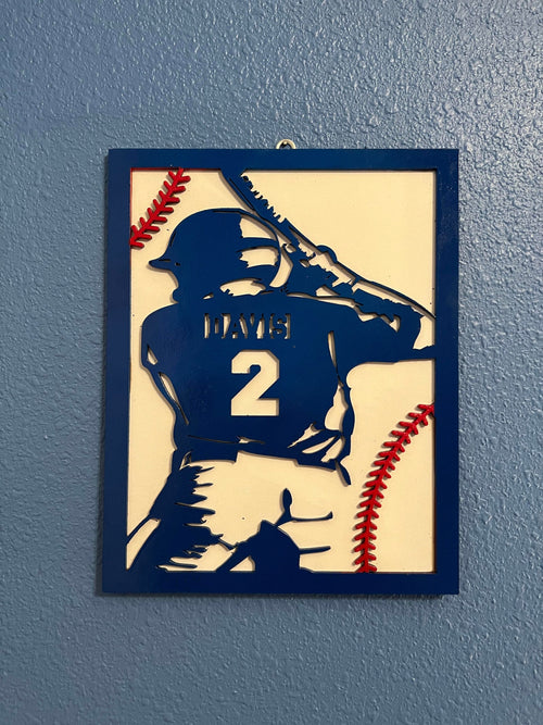 Baseball Personalized Sign - Baseball Silhouette - Baseball Sign - Wooden Baseball Sign - Baseball Lover-Baseball Gift- Baseball Team Gift