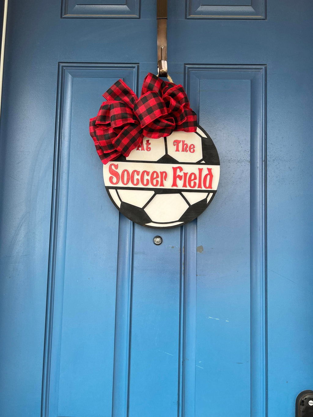 Soccer Door Hanger - At The Soccer Field - Door Hanger - Wall Decor - Soccer Decor - Nursery Decor - Sports Decor - Personalized Decor