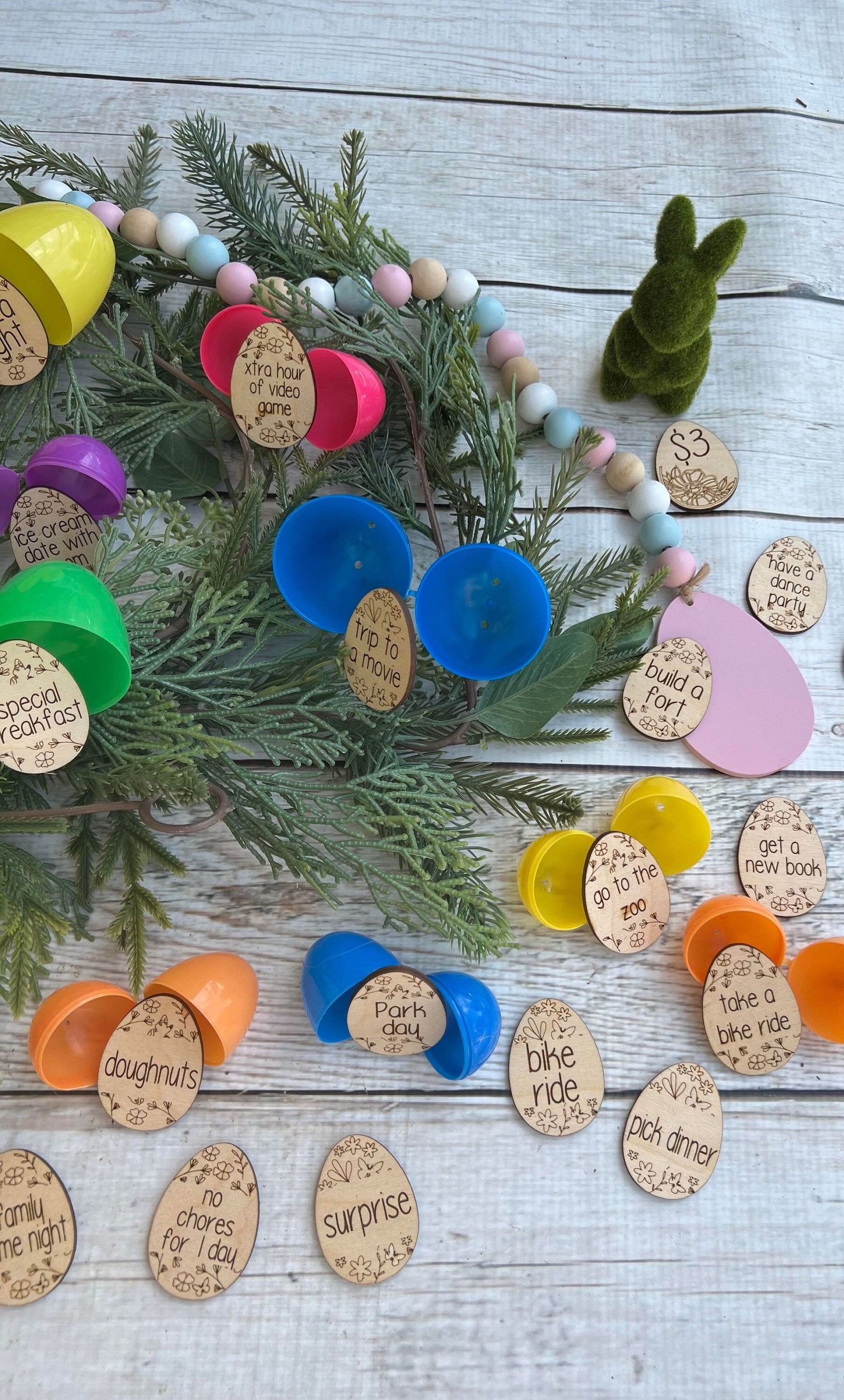 Easter Basket Tokens - Easter Egg Fillers - Egg Stuffer - Tokens - Redeemable Easter Egg Tokens - Wooden Tokens - Reward Tokens - None Candy