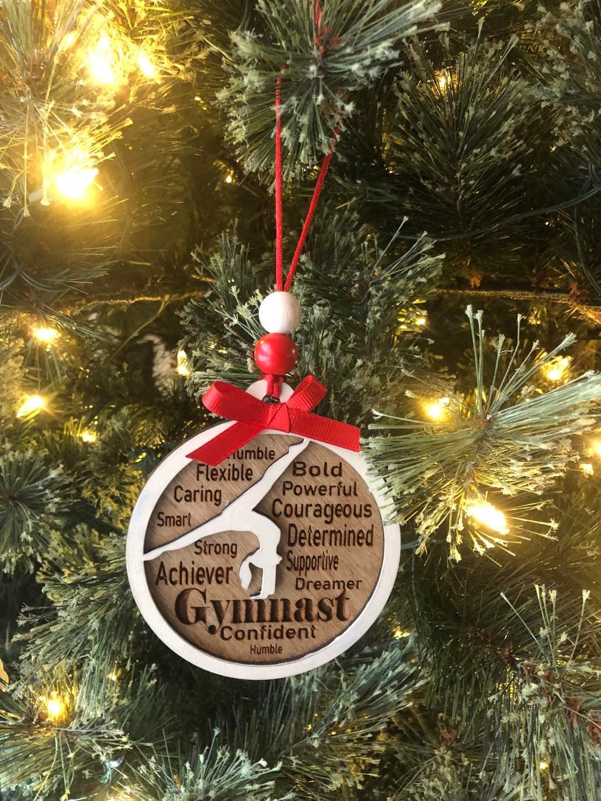 Gymnastics Ornament - Wooden Hanging Christmas Tree Ornament - Gymnastics Lover - Gymnastics Gift - Gymnast Ornament - Bars - Beam - Vault