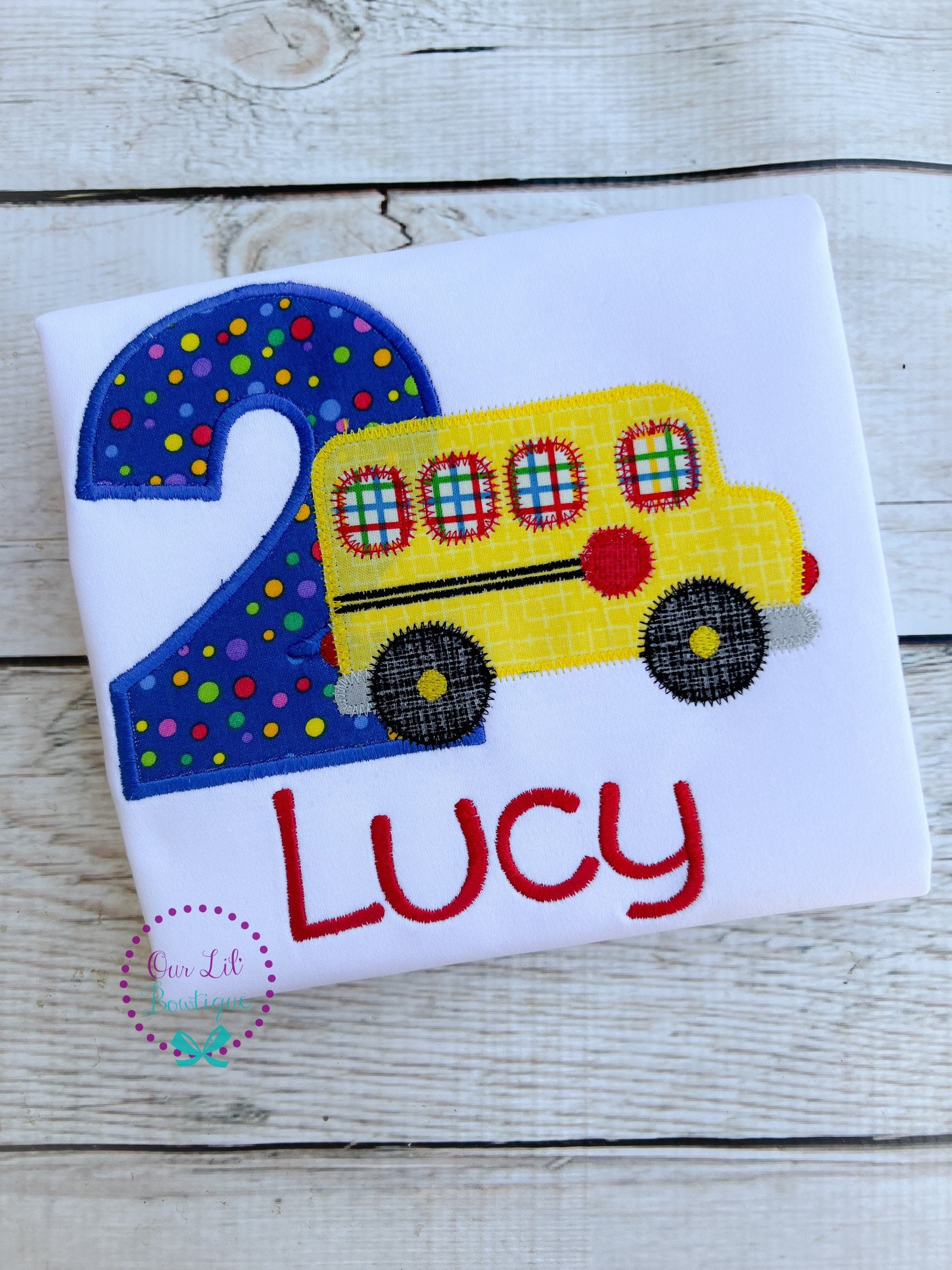 Bus Birthday Applique Shirt: Personalized School Outfit