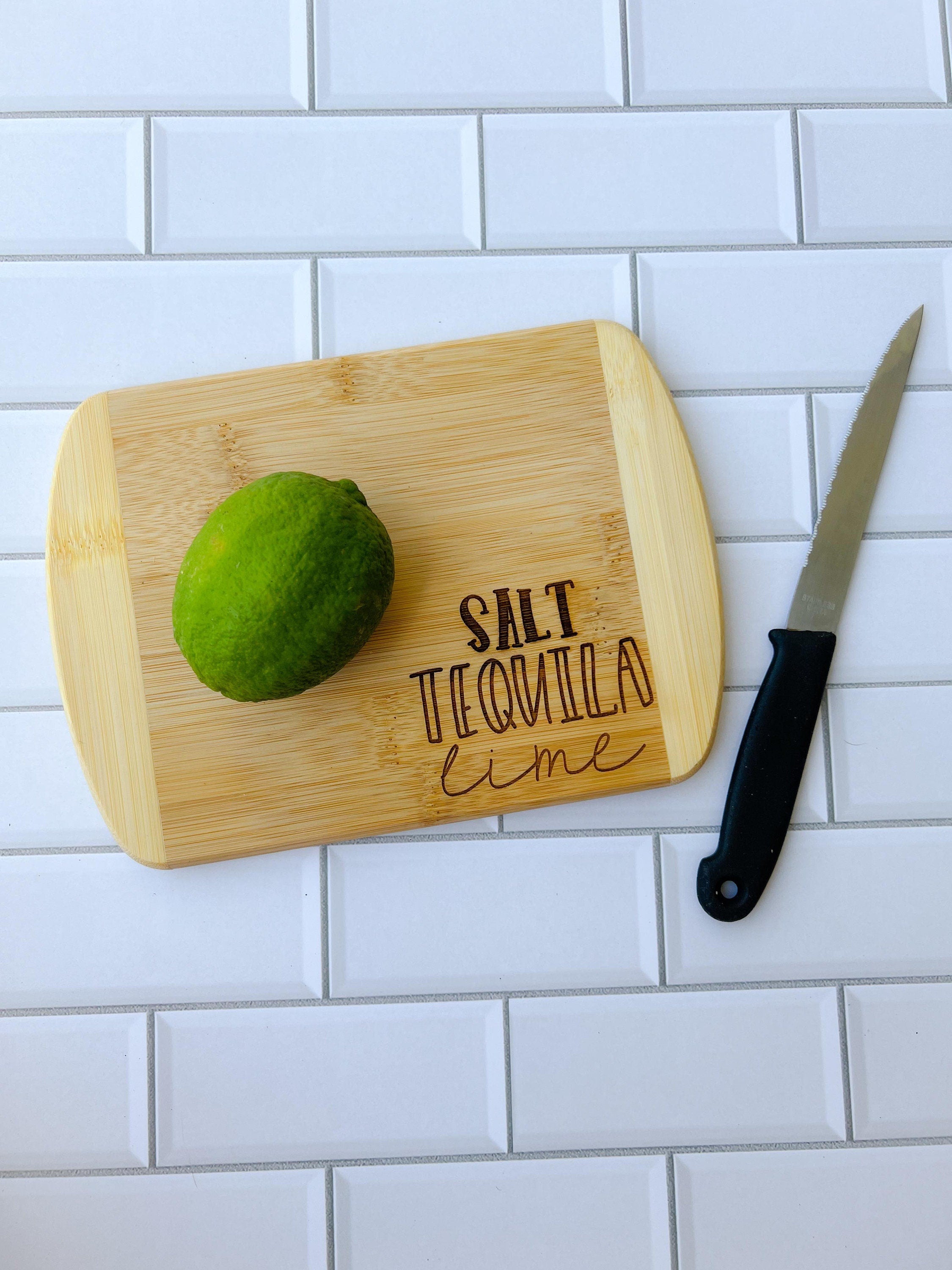 Mini Cutting Board - Small Cutting Board - Salt Tequila Lime - Cinco De Mayo - Tequila - Laser Engraved Bamboo Cutting Board Tequila