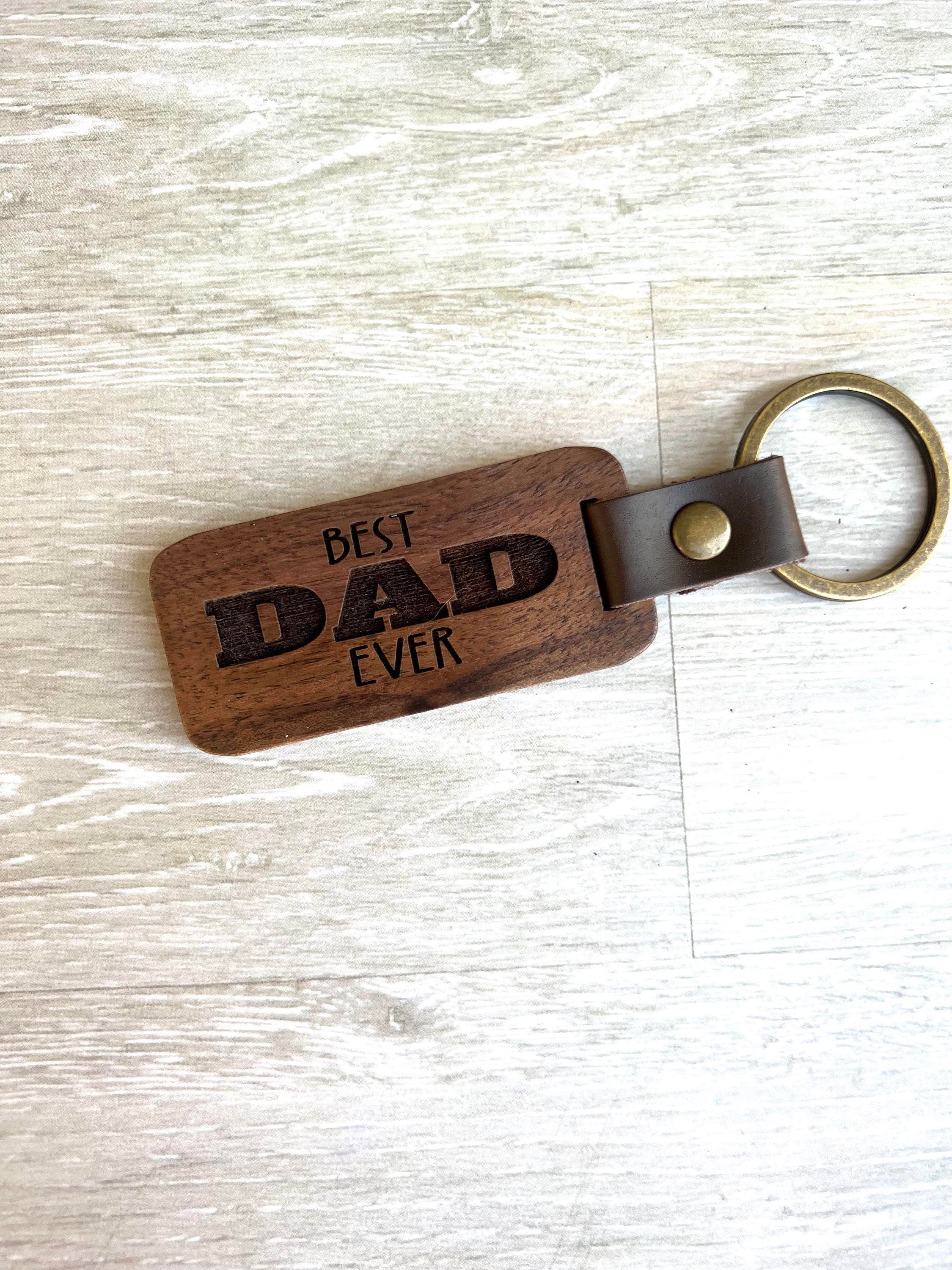 Dad Keychain - Personalized Keychains - Wood Keychain for Dad - Laser Engraved - Fathers Day Keychain - Papa Keychain - Grandpa - Best Dad