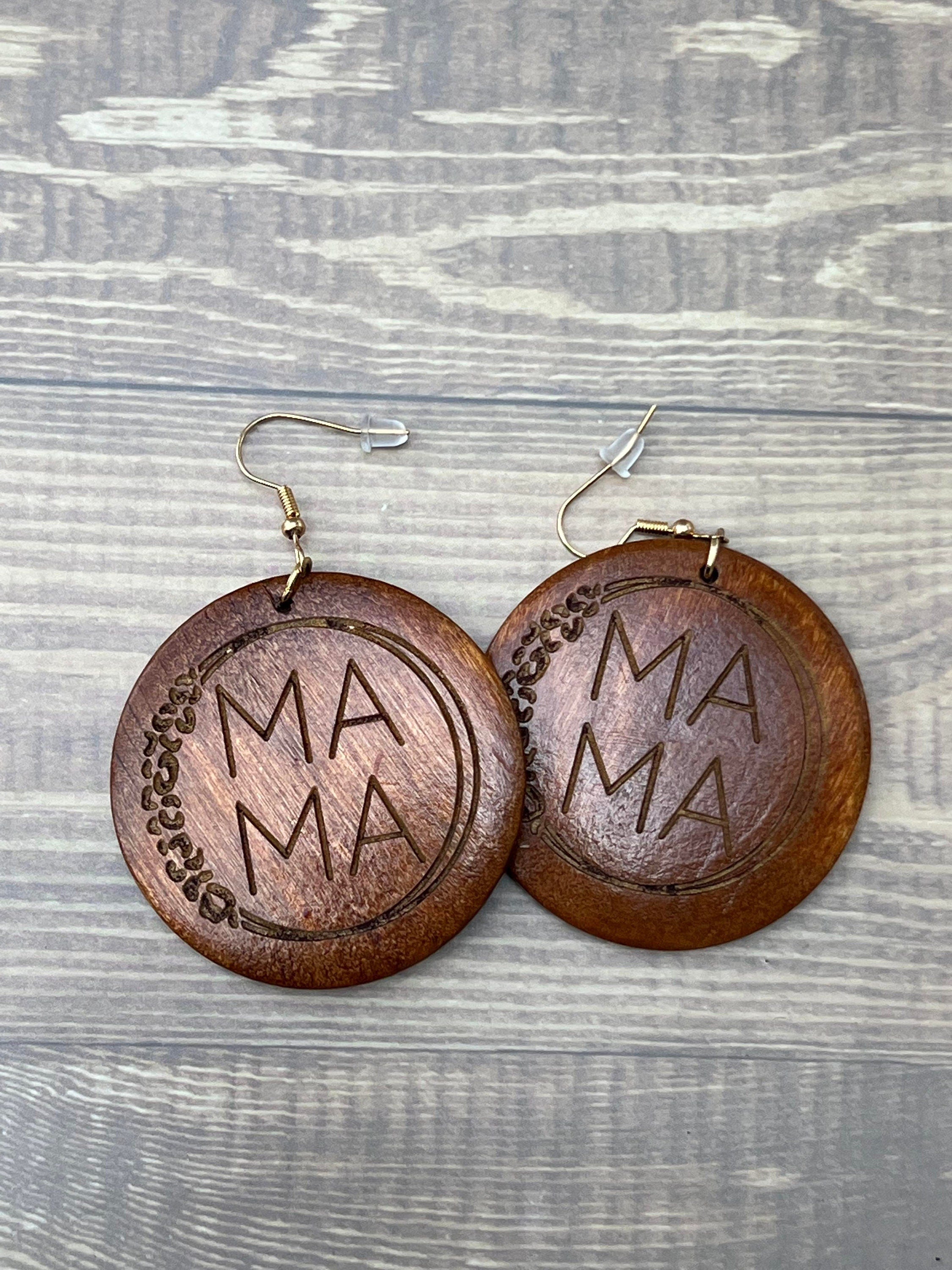 MAMA Earrings - Monogram Earrings - Monogram Dangly Earrings - Wood Earrings - Mother's Day Gift - Birthday Gift - Bridesmaid - Monogram