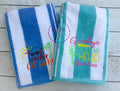 Personalized Teacher Beach Towel: Striped Cotton Terry, Summer Gift