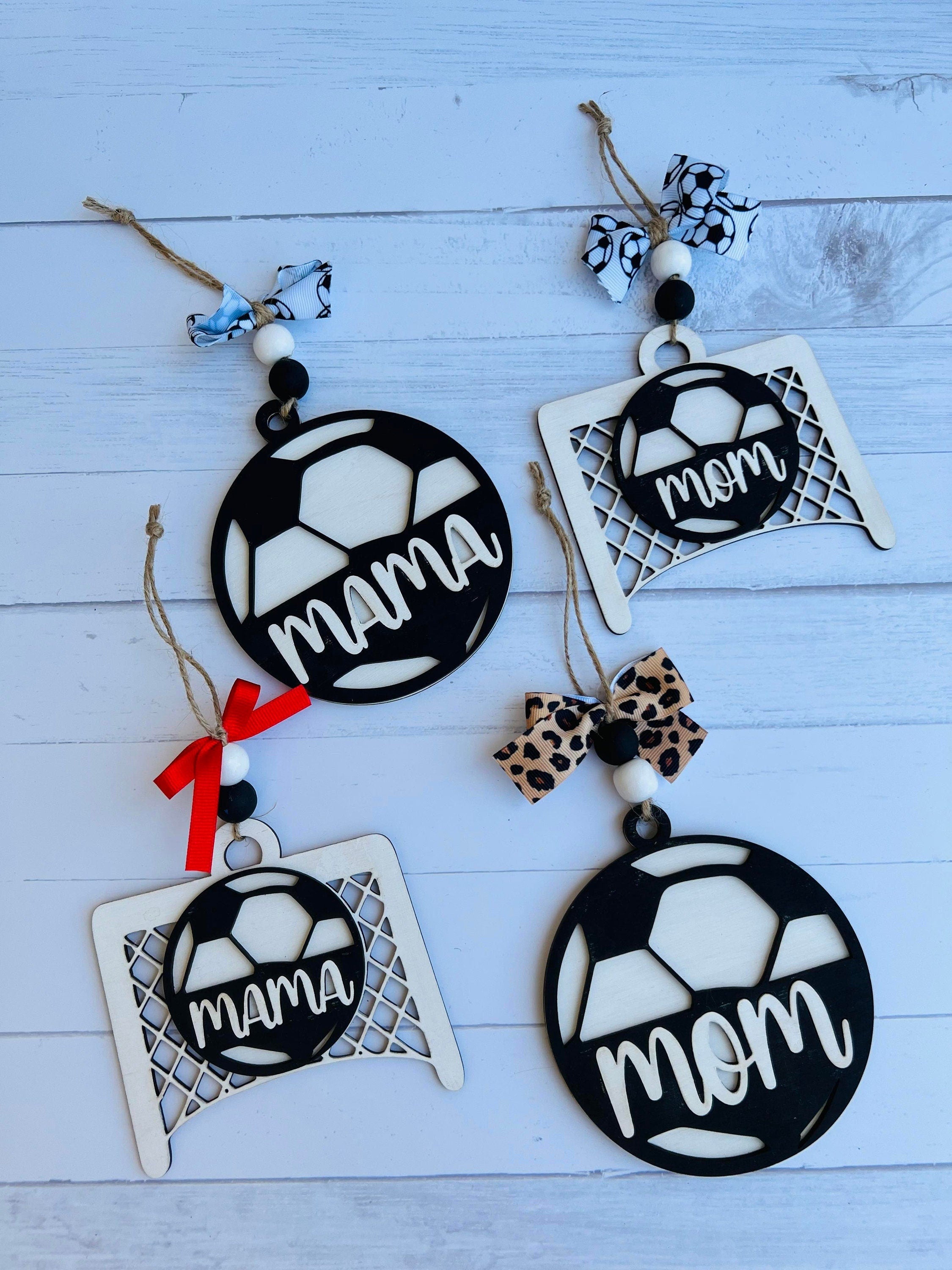 Soccer Car Charm - Soccer Mama - Car Charm - Soccer Ornament - Wooden Car Charm - Soccer Team Gift - Team Mom - Sports Car Charm