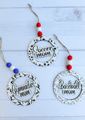 Sports Car Charm - Soccer Mama - Car Charm - Gymnastics Mom - Wooden Car Charm - Baseball Mom - Team Mom - Sports Car Charm