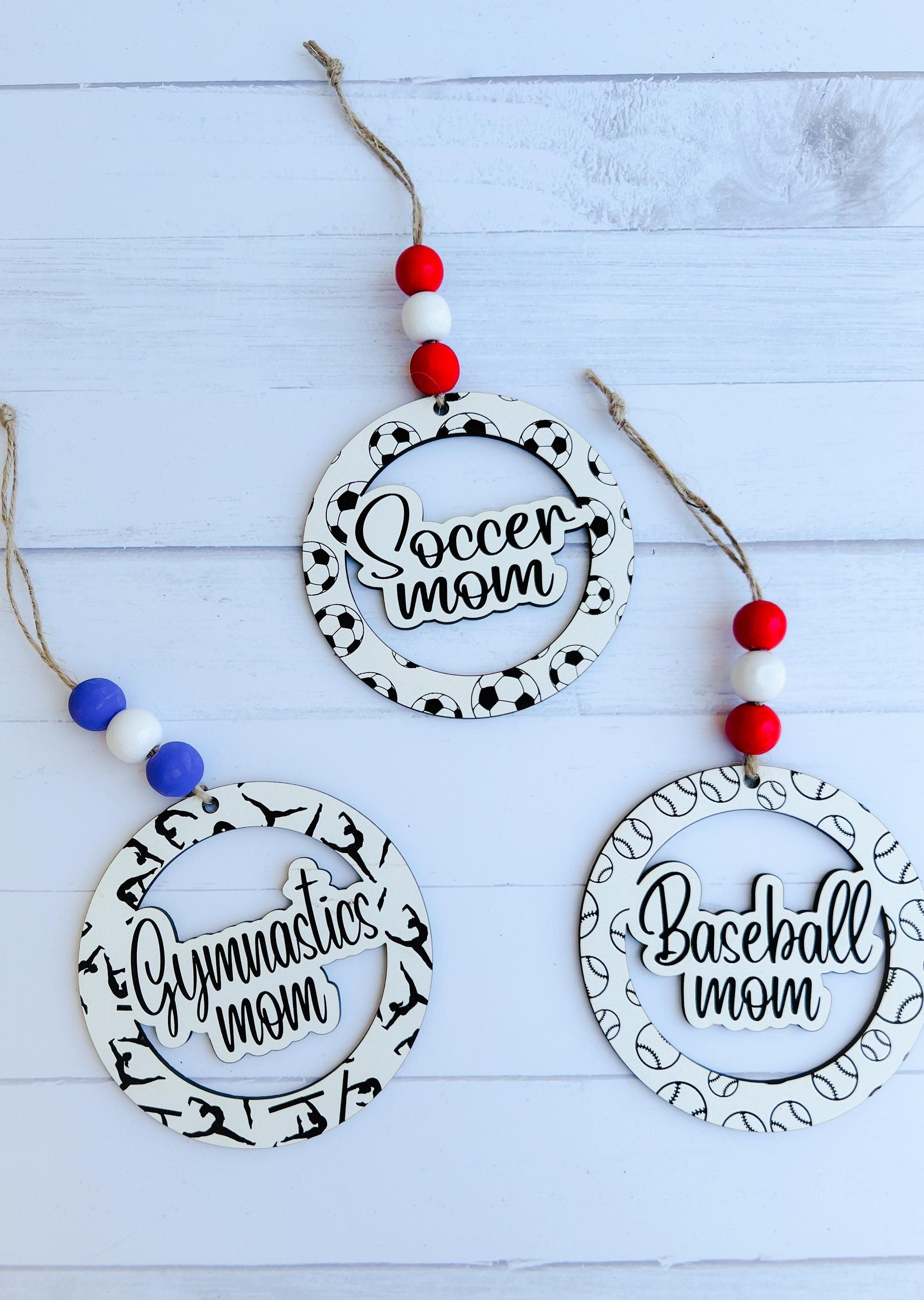 Sports Car Charm - Soccer Mama - Car Charm - Gymnastics Mom - Wooden Car Charm - Baseball Mom - Team Mom - Sports Car Charm