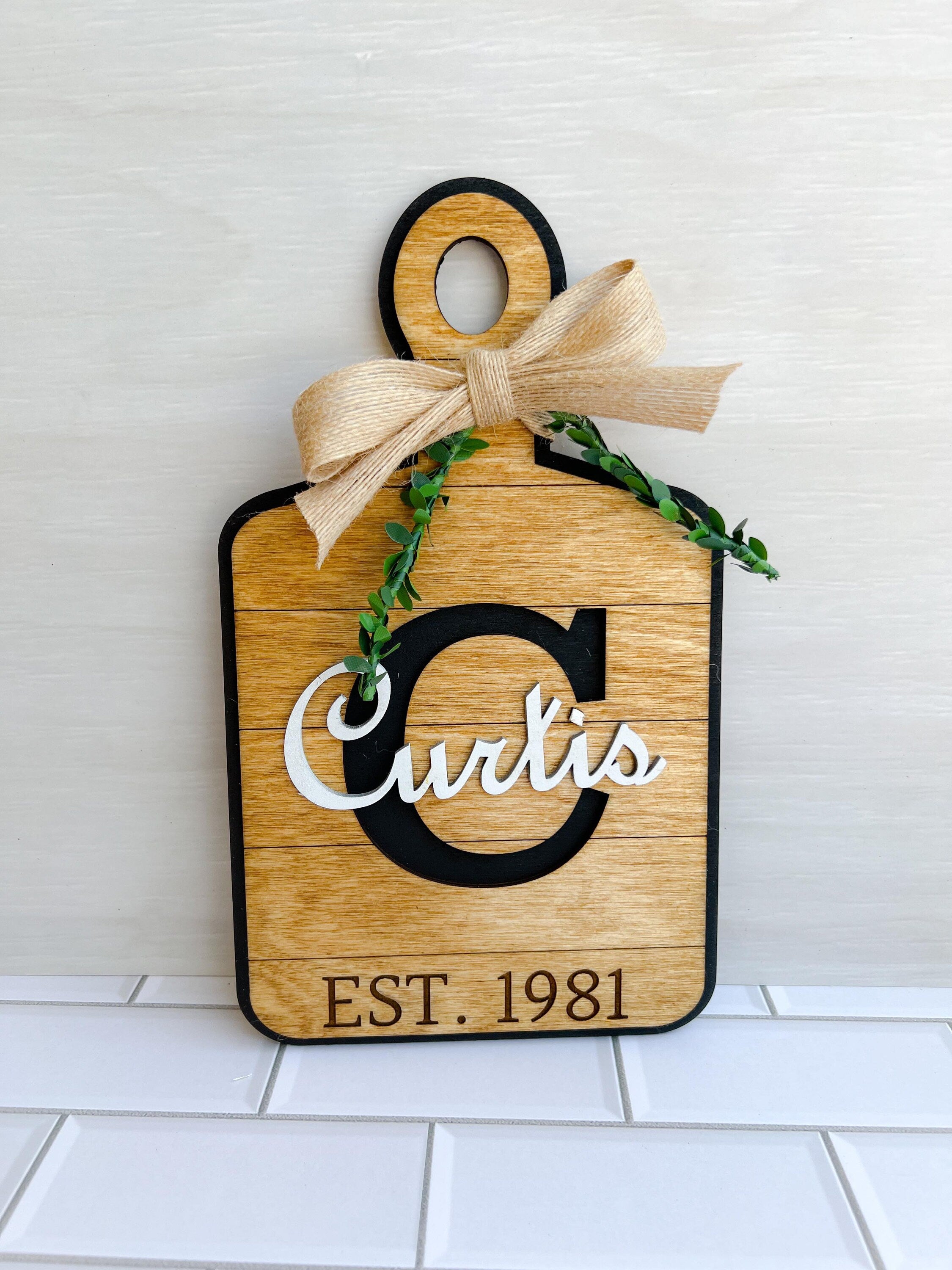 Farmhouse Cutting Board - Intial Cutting Board - Tier Tray Decor - Monogrammed Cutting Board - Laser Engraved Decor - Housewarming Gift