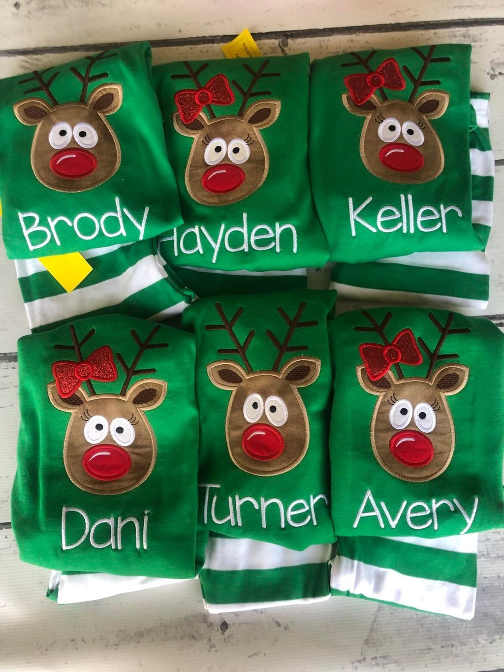 PRE-ORDER Personalized Reindeer Christmas Pajamas: Striped Holiday PJs