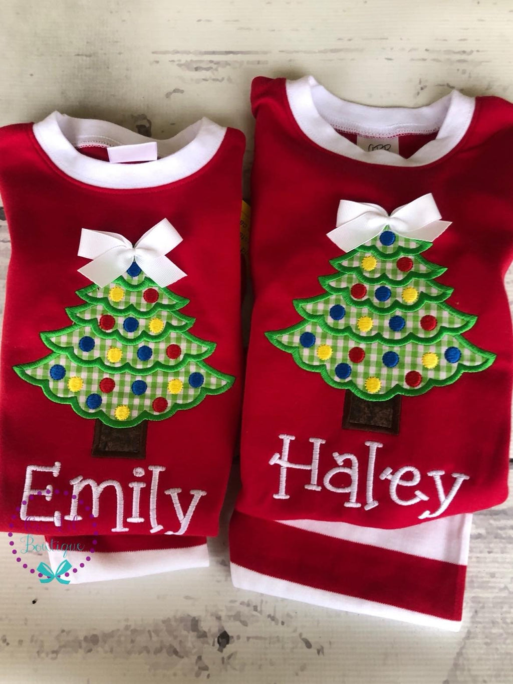 PRE-ORDER Personalized Christmas Tree Pajamas: Appliqué PJs