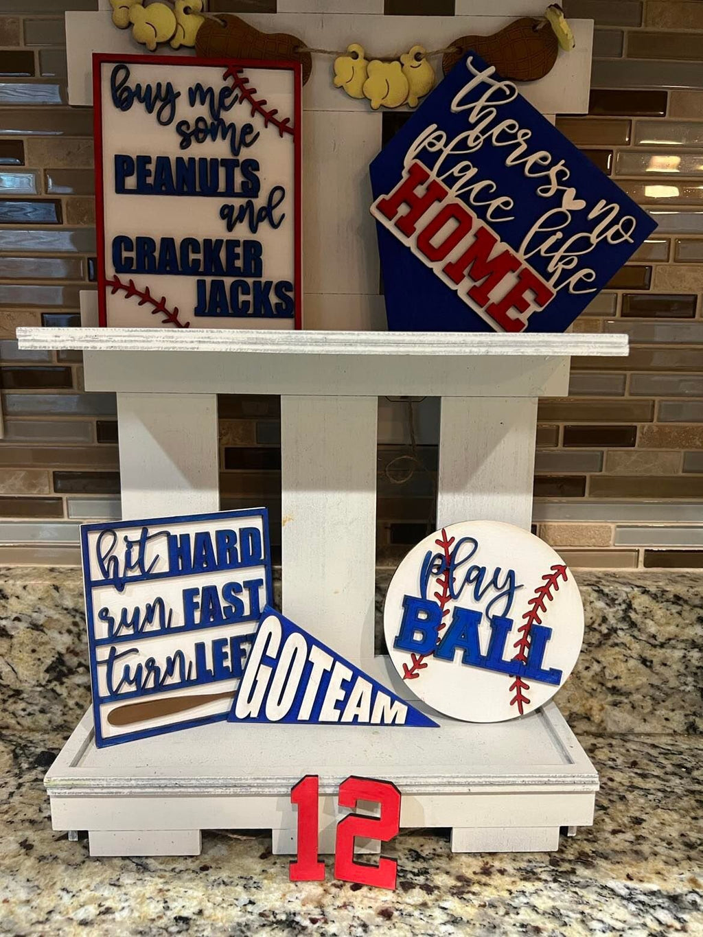 Baseball Tiered Tray Decor - Game Day - Love Baseball - Baseball is Life - Sports Themed Tiered Tray - Finished Tiered Tray Set -Home Decor