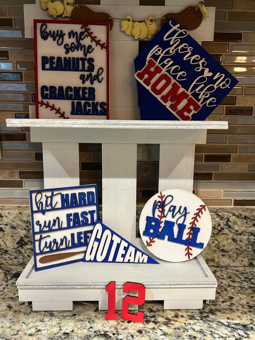Baseball Tiered Tray Decor - Game Day - Love Baseball - Baseball is Life - Sports Themed Tiered Tray - Finished Tiered Tray Set -Home Decor