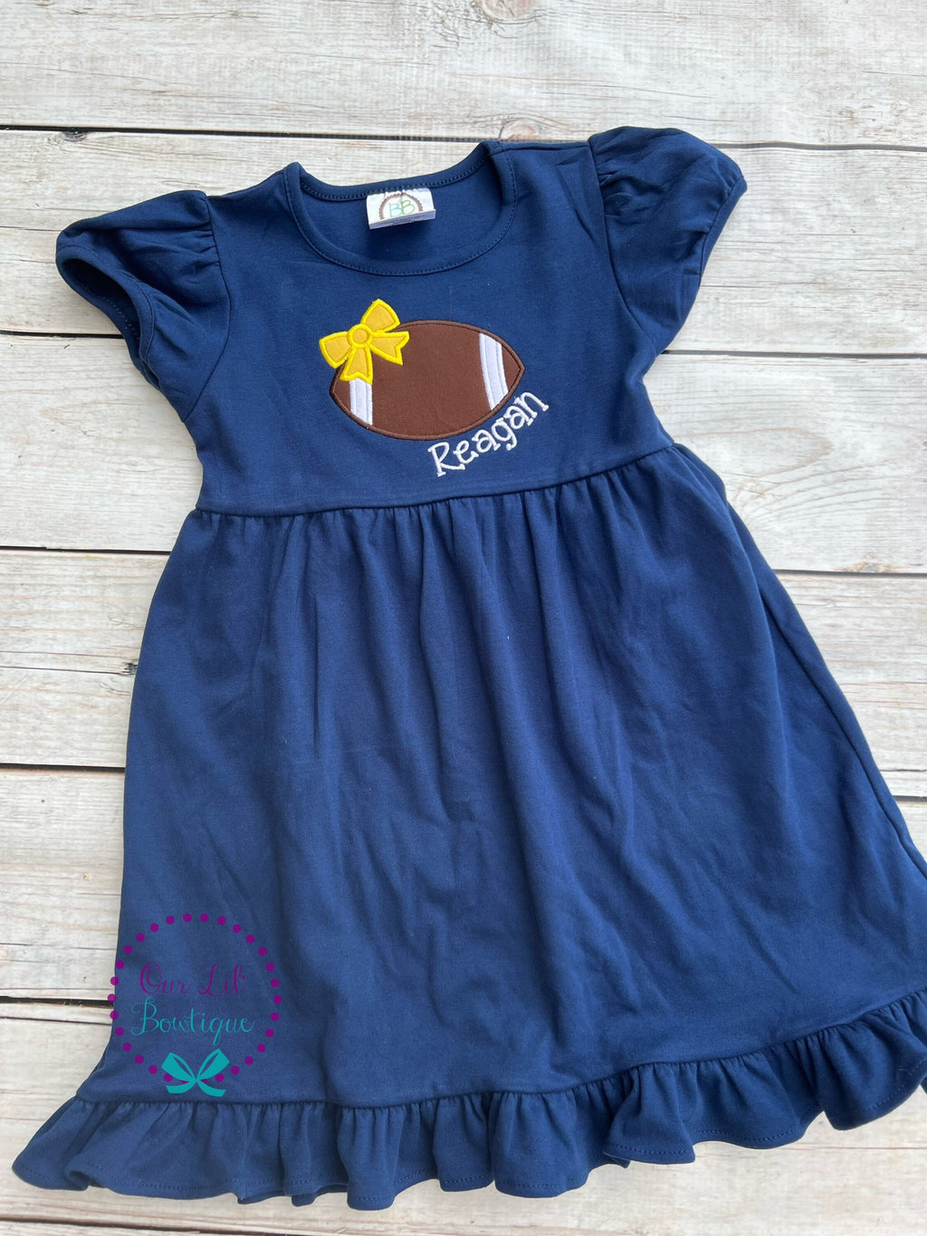 Football Dress - Girls Football Dress - Team Spirit Dress - Football Outfit - Football Bow - Cheerleading Outfit - Football Birthday Dress