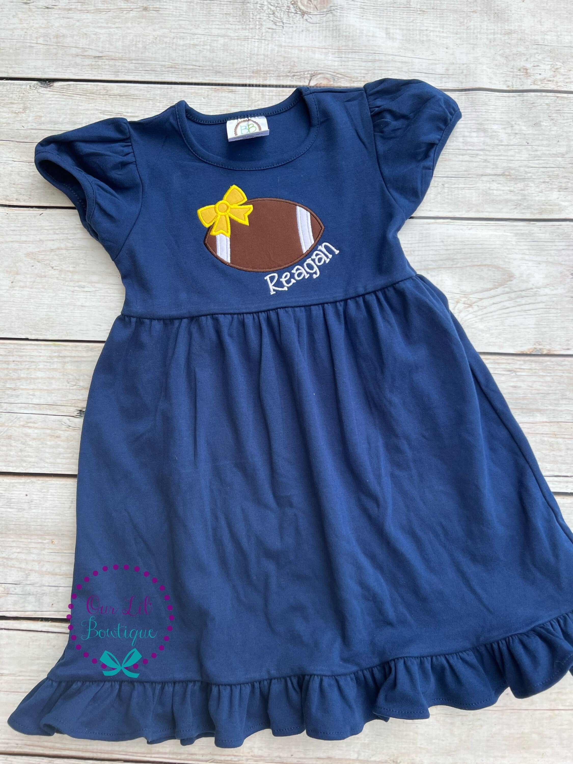 Football Dress - Girls Football Dress - Team Spirit Dress - Football Outfit - Football Bow - Cheerleading Outfit - Football Birthday Dress