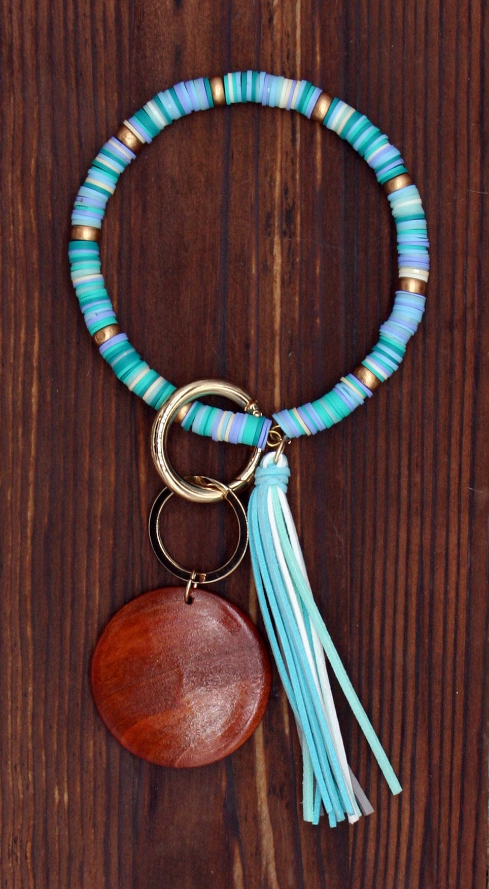 Bead Bracelet Wood Keychain - Monogram Keychain Bracelet -Personalized Keychain Bracelet - Gifts for Mom - Mothers Day Gift - Grandma