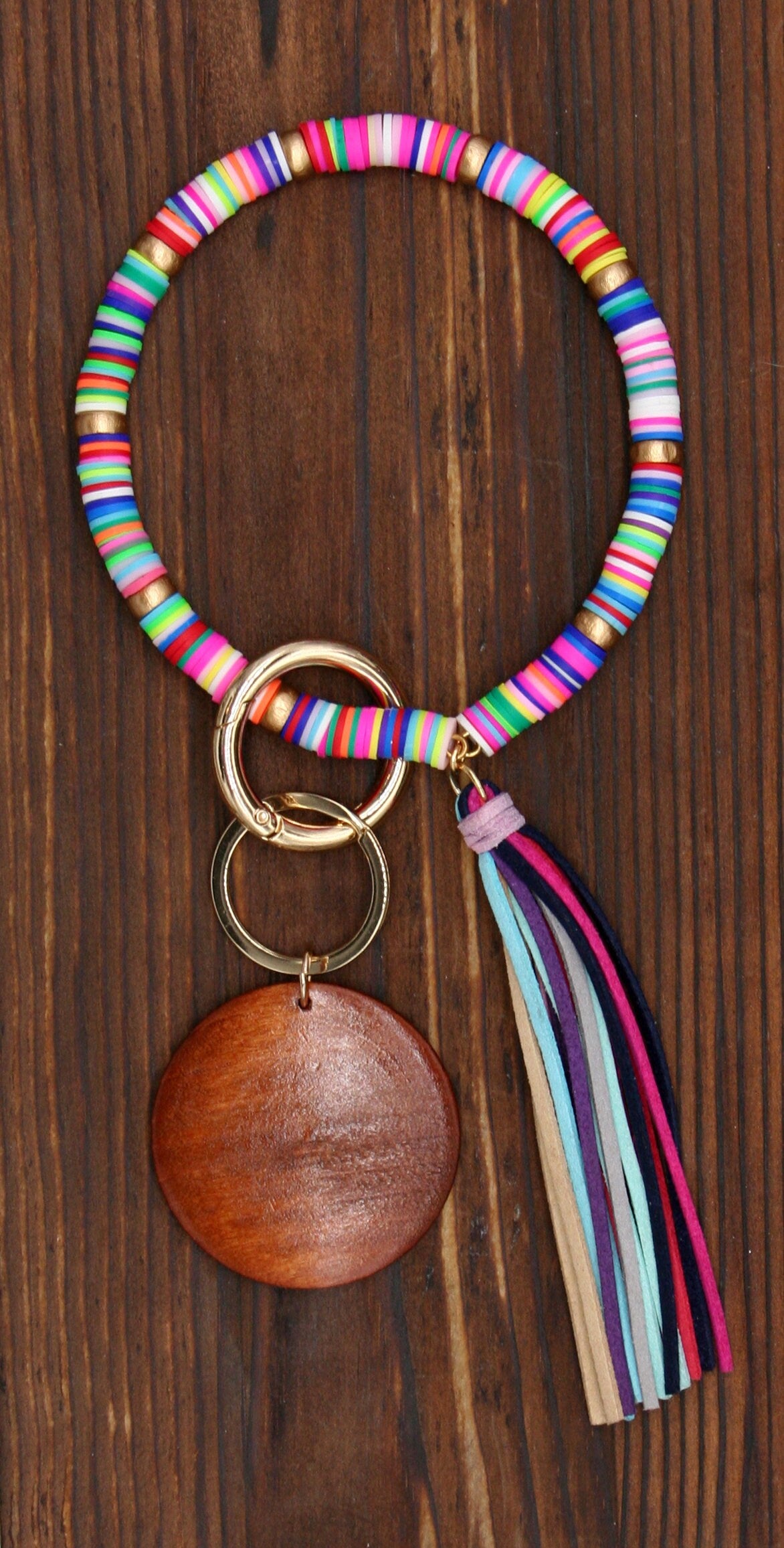 Bead Bracelet Wood Keychain - Monogram Keychain Bracelet -Personalized Keychain Bracelet - Gifts for Mom - Mothers Day Gift - Grandma