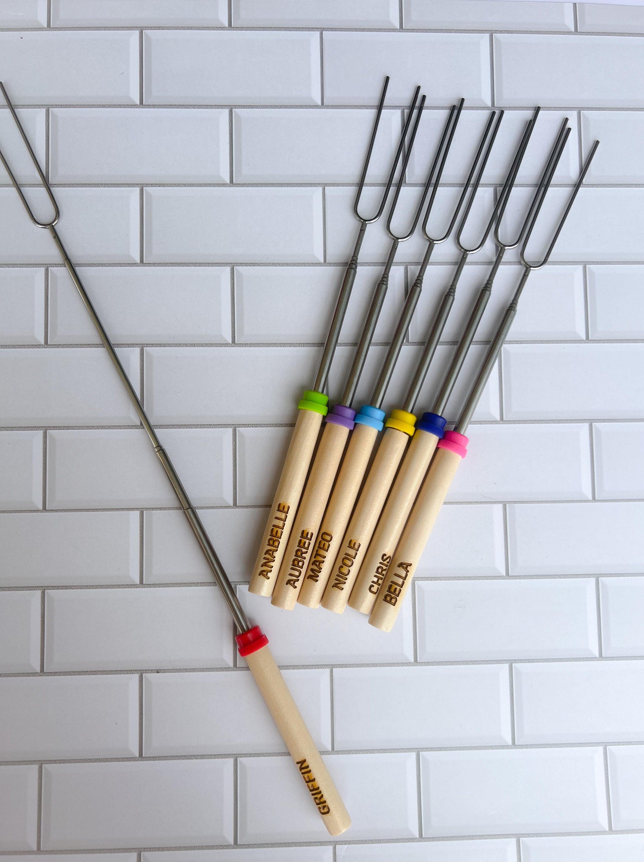 Personalized Marshmallow Roasting Sticks - Marshmallow Roasting - Personalized Wooden Handle - Camping Tool - Campfire stick