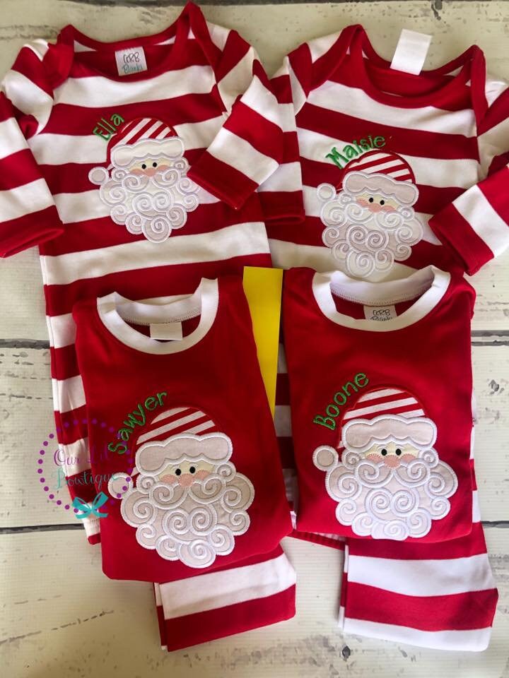 PRE-ORDER Santa Pajamas - Christmas Pajamas - Santa PJS- Girls Christmas Pajamas - Boys Christmas Pajamas - Santa Christmas PJs -Matching