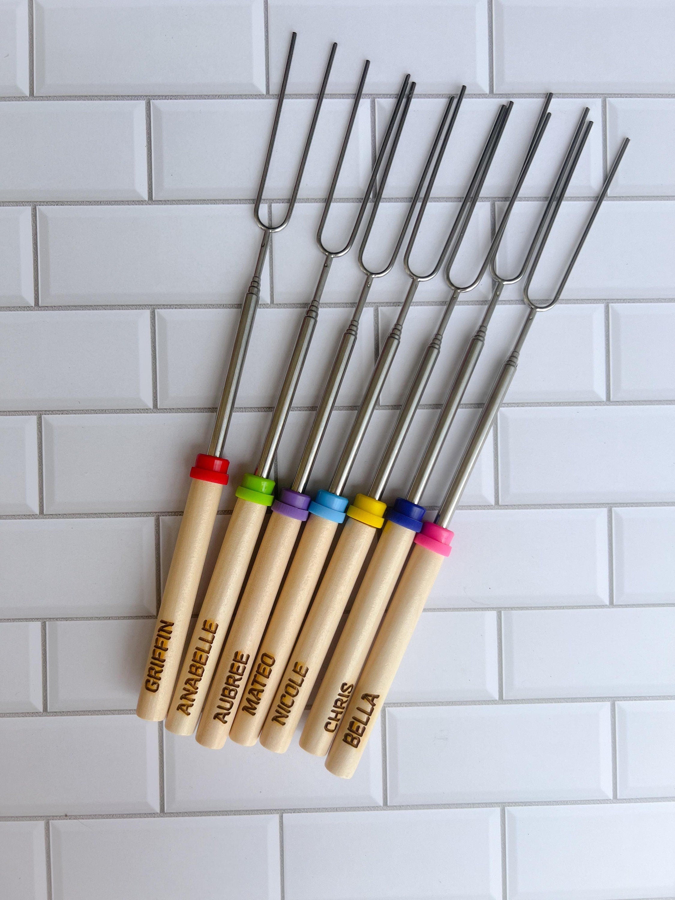 Personalized Marshmallow Roasting Sticks - Marshmallow Roasting - Personalized Wooden Handle - Camping Tool - Campfire stick