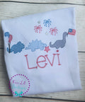 Patriotic Dinosaur Shirt: Embroidered 4th of July, Personalized