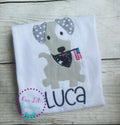 Vintage Stitch Dog 4th of July Shirt: Patriotic Appliqué