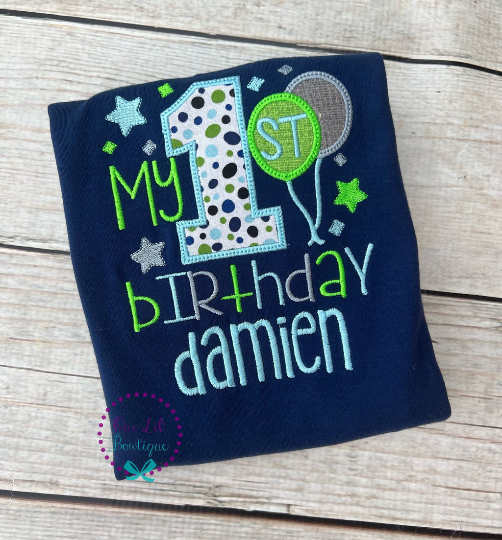 Personalized Boys Birthday Shirt: Embroidered Balloons, Custom Age