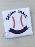 Embroidered Baseball School Shirt: Back to School Applique