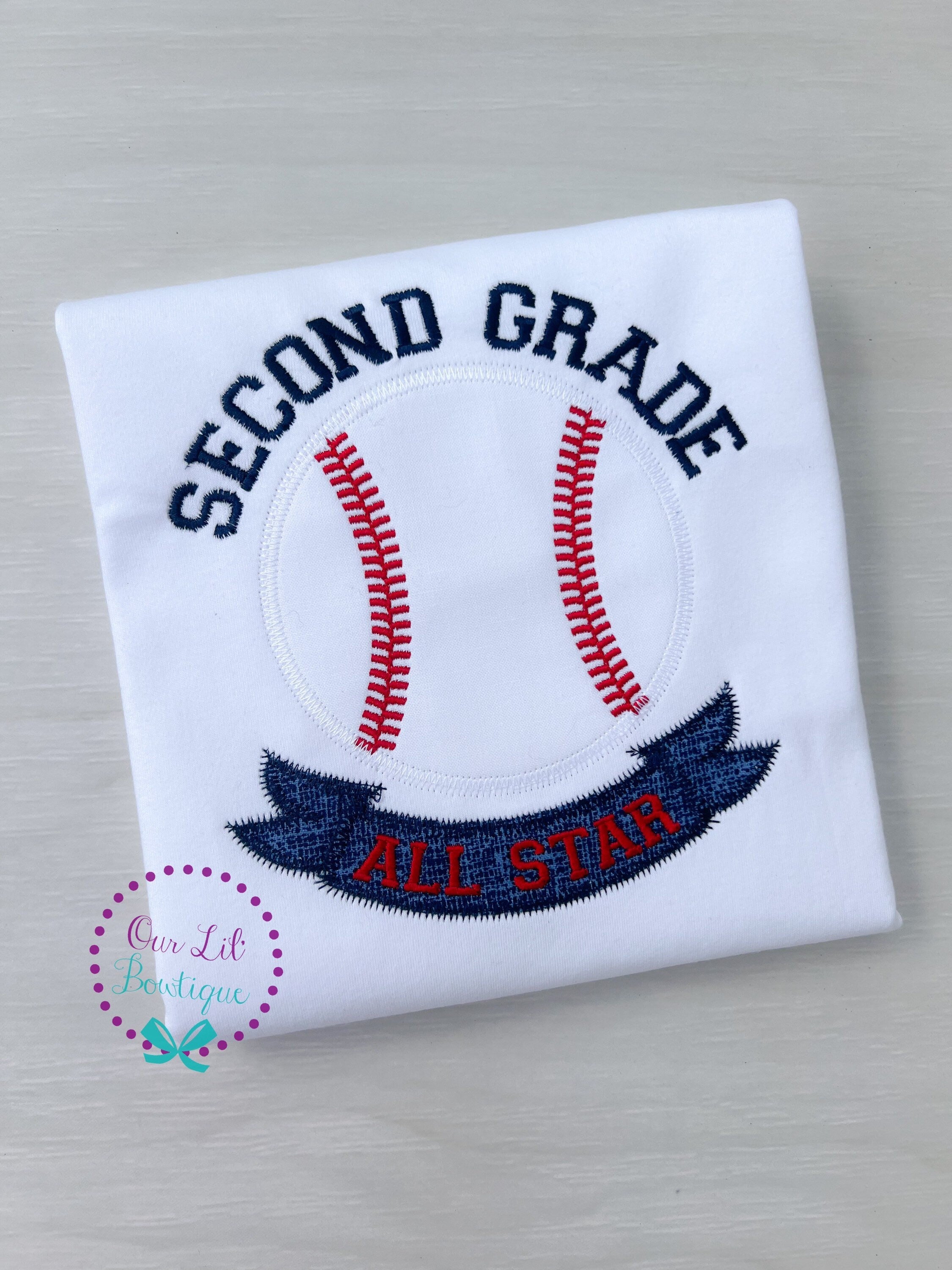 Embroidered Baseball School Shirt: Back to School Applique