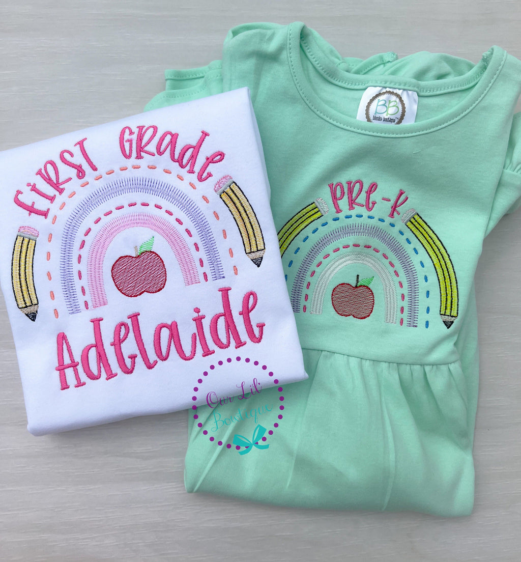 Personalized Rainbow School Shirt: Back to School Outfit