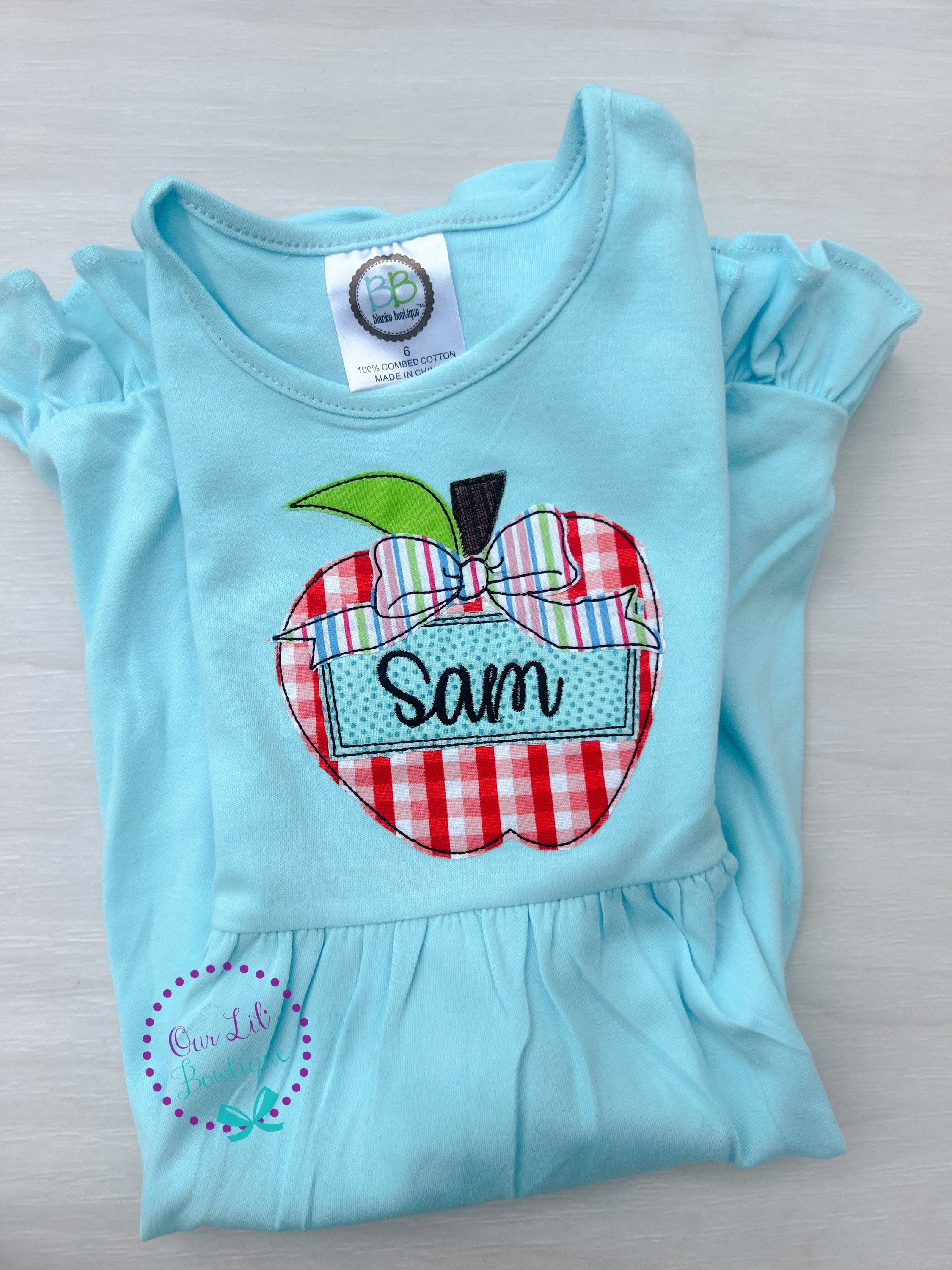Personalized Apple Appliqué School Dress: Back to School Outfit