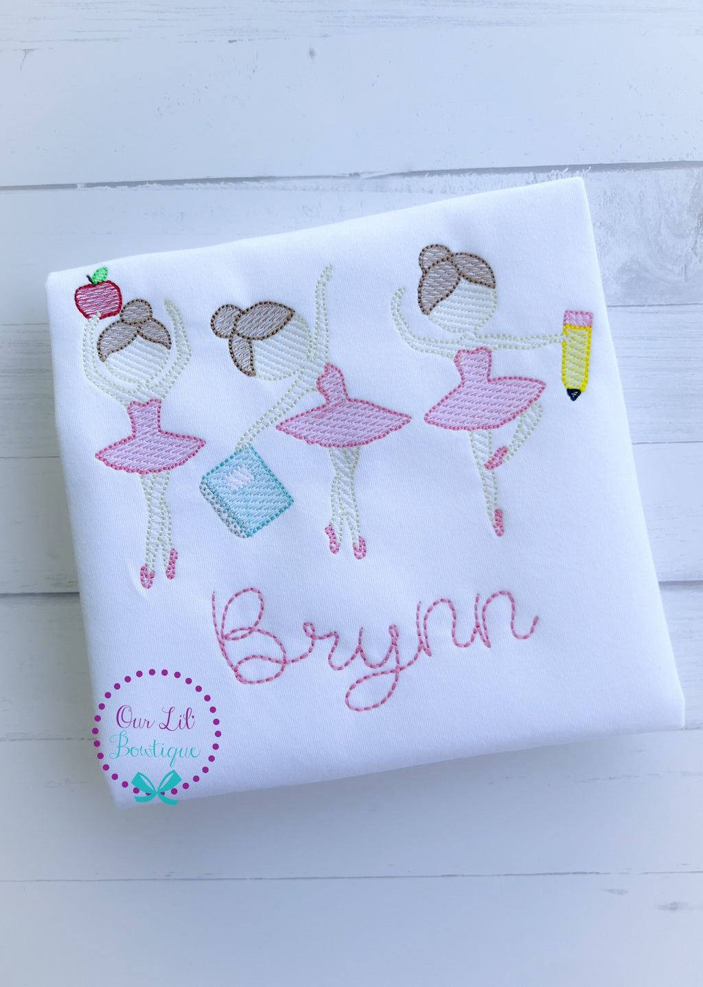 Embroidered Ballerina School Shirt - Personalized Back to School