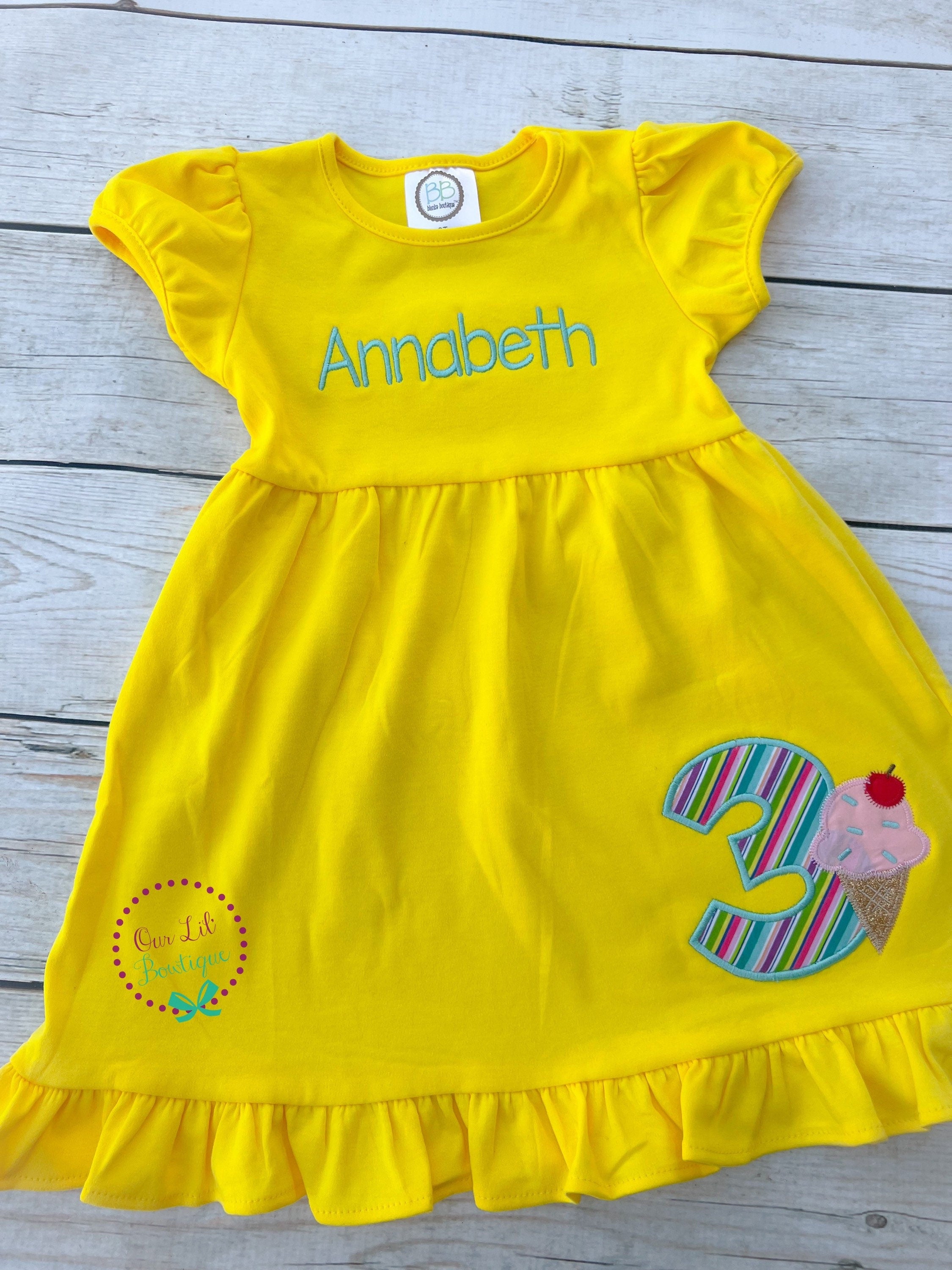 Ice Cream Birthday Dress: Personalized Ruffle Outfit