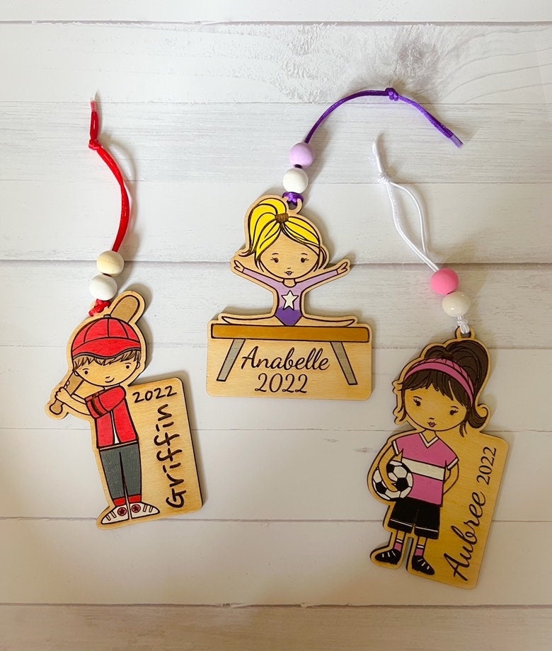 Gymnastics Ornament - Wooden Hanging Christmas Tree Ornament - Gymnastics Lover - Gymnastics Gift - Gymnast Ornament - Bars - Beam - Vault