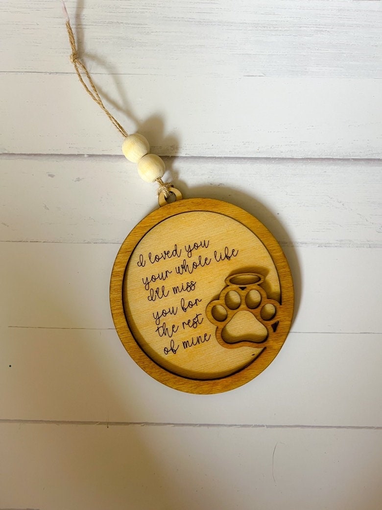 Pet Memorial Ornament - Dog Paws - Cat Paws - Pet Loss Ornament - Wooden Hanging Christmas Tree Ornament - Memorial Ornament